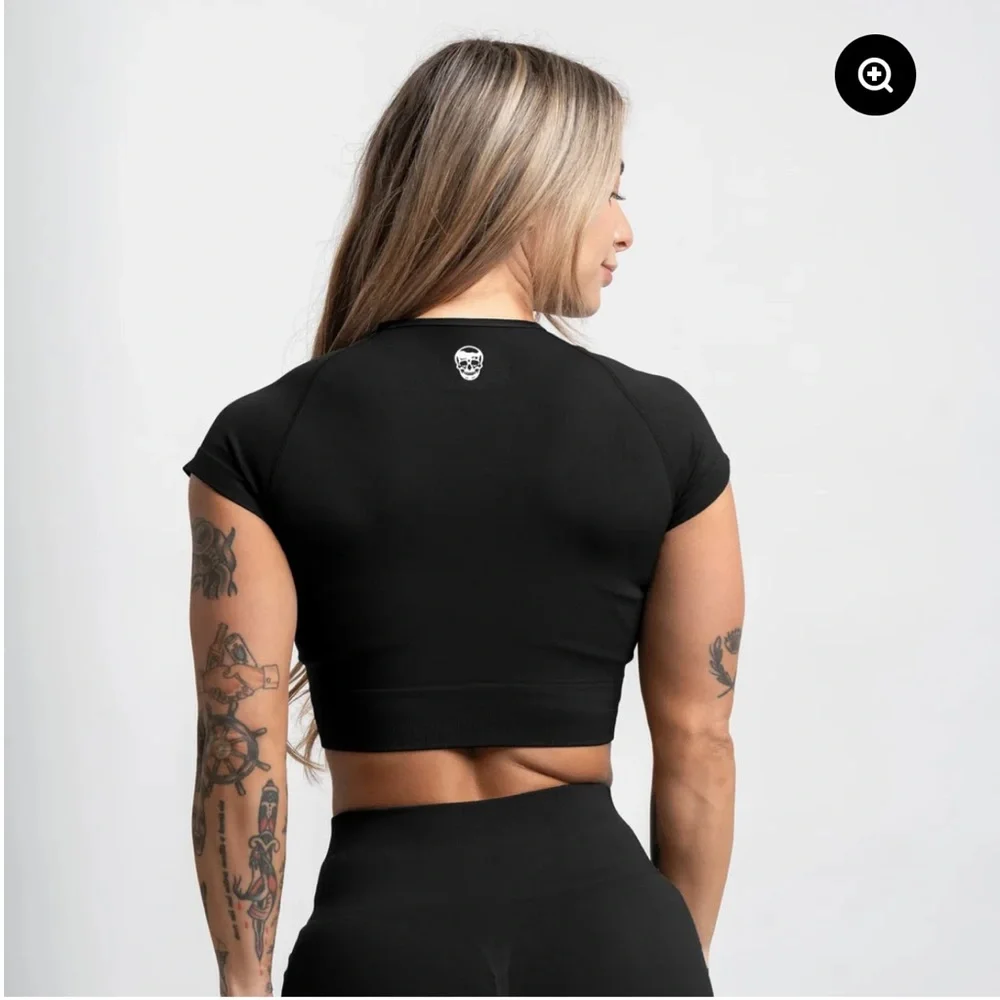 GYMREAPERS INFINITY CROPPED TEE- Black Marl - Picture 3 of 5